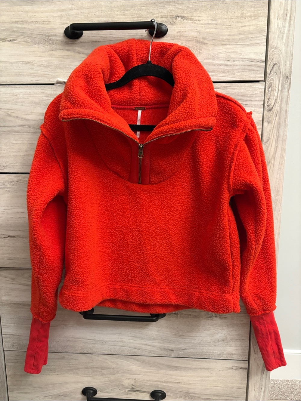 Free People Red Fleece Pullover Jacket